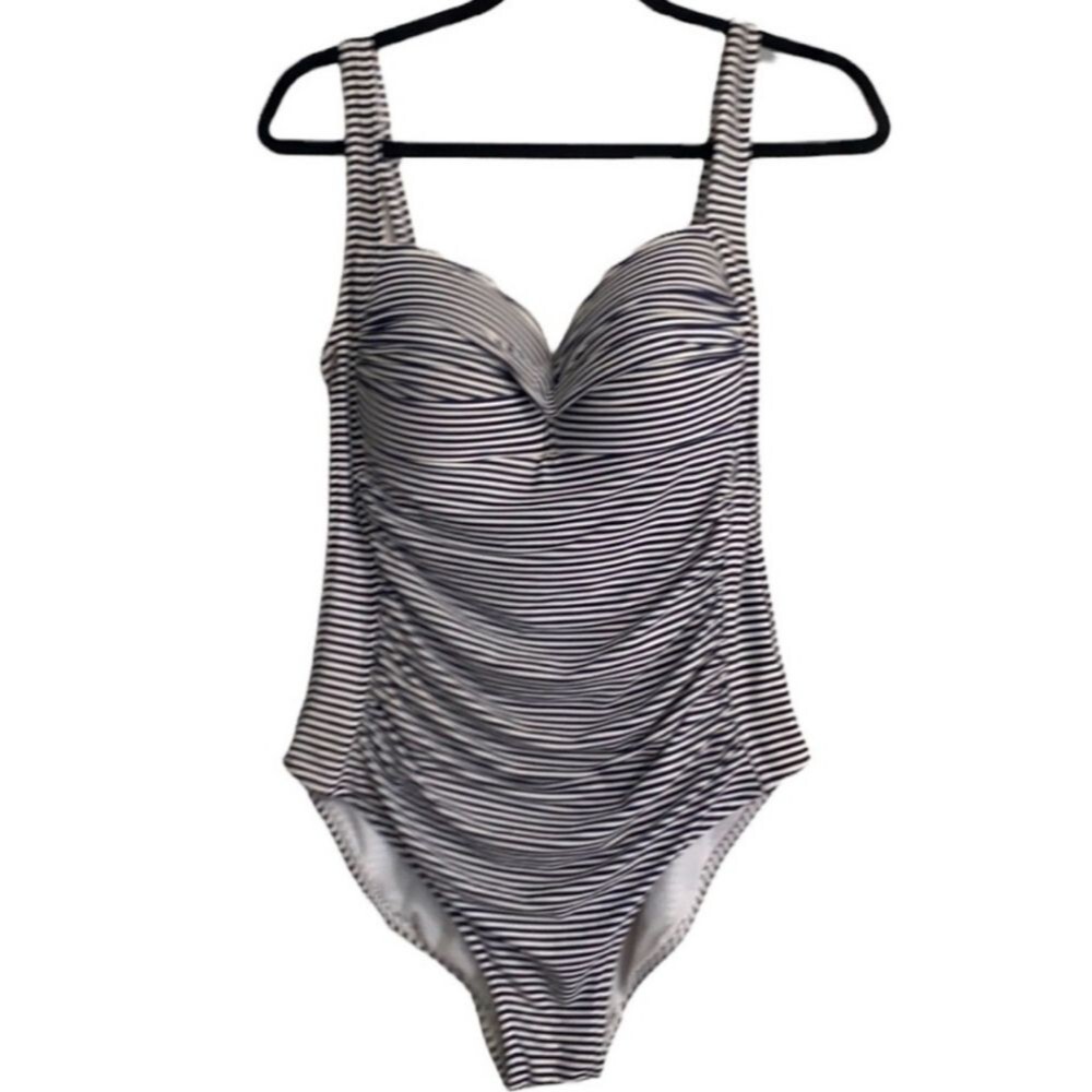 bond-eye Australia Navy & White Striped One Piece Bathing Suit Size US 10